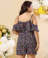 Strappy Frilled Cold Shoulder Romper